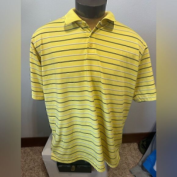 Under Armour Mens XL Yellow/Gray Striped Short Sleeve Polo - Picture 1 of 7